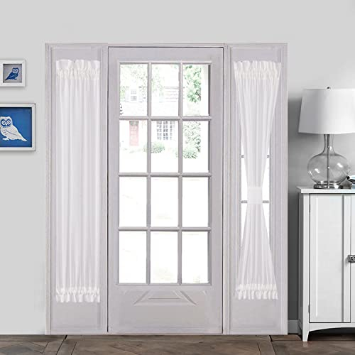 Aquazolax Weißer französischer Türvorhang, elegant, einfarbig, Voile, Stangentasche, transparent, für Terrassentür, 76,2 x 182,9 cm, 1 Stück