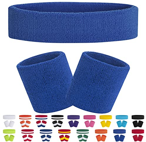 FACATH Gestreiftes Schweißband-Set Sport-Stirnband-Armband-Set Frottee-Armband Sportübungs-Basketball-Armband-Stirnbänder