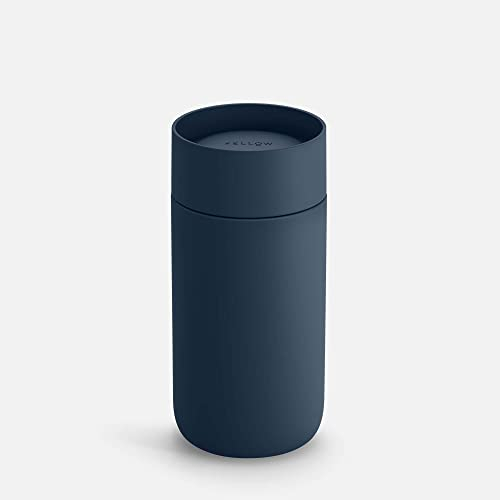 Fellow Carter Move Mug with 360º Sip Lid - Open Top Coffee To-Go Tumbler with Ceramic Interior, Vacuum-Insulated Stainless Steel, Stone Blue, 12 oz Cup