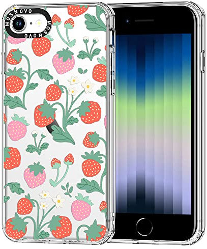 MOSNOVO Cover per iPhone SE/iPhone 8 / iPhone 7 - Custodia Trasparente Sottile Antiurto in TPU+PC per Telefono [Protezione Caduta da 6,6 Piedi/Anti-Peel] - Giardino di Fragole