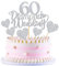 Blumomon 25Pcs 60th Wedding Anniversary Cake Toppers Silver Glitter 60th Diamond Weddding Anniversary Heart Cake Decoration for Celebration 60th Wedding Anniversary Party Supplies