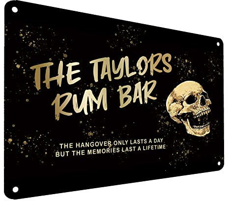 Personalised Rum Bar Sign - Skull Spiced Rum bar, Gift for Home bar Accessories, Metal bar sign