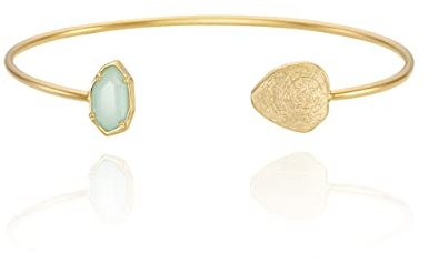 OZEL – Women’s Gold Cuff Bracelets – 18K Gold Plated Textured Bangles with Multi-Color Crystal & Rhinestone Accents – Layered Stacking Jewelry (Green Opal, Free)
