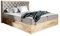 Mirjan24 Boxspringbett Worik III, Polsterbett mit 2 Bettkästen + Springaufbeschlag, Bett mit Polsterkopfteil, Doppelbett mit Topper und Matratze, Bettgestell (Eiche Wotan + Faro 20, 200 x 200 cm)