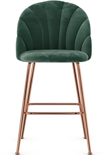 Crystal Rose Gold Bar Stool (Green Velvet)