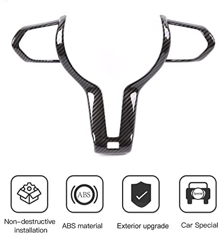 JORAsa Auto-Lenkrad-Dekorationsabdeckung für BMW M2 M3 M4 F20 F22 F21 F30 F32 F33 F36 F06 F12 F13 X5 F15 X6 F16 M-Sport, Lenkrad-Schutzrahmen-Formleiste (Kohlefaser-Muster)