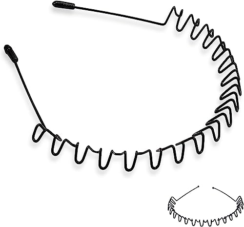 Metall Haarband für Männer Frauen Schwarz Welle Rutschfestes Elastisches Stirnband Stirnbänder Schönheitspflege Geeignet für Outdoor Sport, Fitness, tägliches Make-up Yoga(1 Stück)