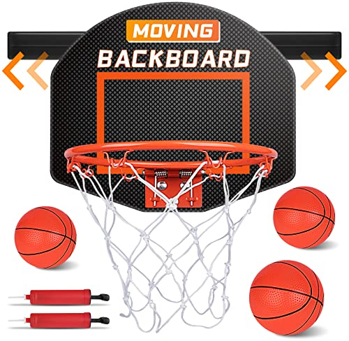 M&LD Moving Basketball Hoop for Kids Adults Mini Backboard Basketball Gift for Boys Ages 5 6 7 8 9 10+ Indoor Shooting Ball Sport Toys for Boys Birthday Christmas Stocking Stuffing, Orange