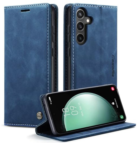 KZB Handyhülle für Samsung Galaxy S23 FE Hülle Premium Leder Klappbar Tasche RFID Schutzhülle Flip Case Magnet Kartenfach Standfunktion Klapphülle für Samsung Galaxy S23 FE - Blau