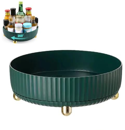 360° Rotating Storage Rack, Multi Functional Makeup Spice Organizer Holder, Rotating Makeup Organizer, Rotating Spice Rack Storage & Organiser Shelf for Kitchen Dresser Bedroom Dormitory (Dark Green)