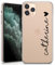 TULLUN Personalisierte Handyhülle für iPhone 15 - Klare Soft Gel Benutzerdefinierte Vertikal Name & Heart Text Buchstabe Initialen Stil - Schwarzer Name & Herz