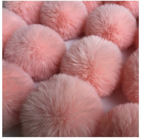 CHUYIX Plüschball Fellbommel Künstlicher Kaninchenfell Fellpompon Kunstfell Bommel Kunstpelz Flauschige Dekorative Pomponbälle für Mützen Tasche Schuhe Schlüsselanhänger 6 cm Koreanisches Rosa 10pcs