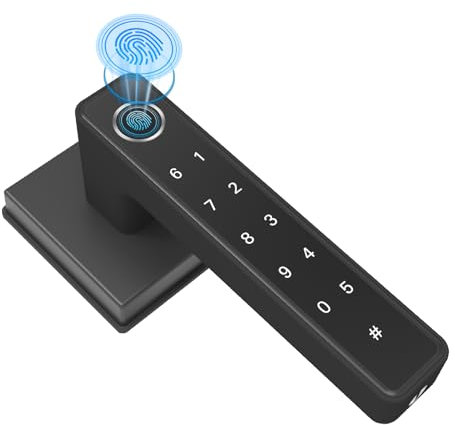 Fingerprint Smart Lock, Biometric Door Lock knob Handle with Mechanical Key*2,Digital Touch Front Door Home, Bedroom,Hotel,Office, Black