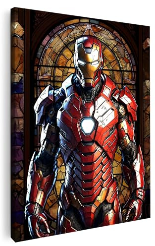 Artmazing | Iron Man Bild Bunt | S-Art Bilder Modern | Coole Wandbilder Wohnzimmer | Wandbild Deko XXL | Leinwand XXL | Buntes Poster für Wand