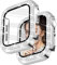 Newlibery Glitzer Diamanten Hülle für Damen, Kompatibel mit Apple Watch 40 mm, Hart PC Bumper Case mit HD Gehärtetes Displayschutz Folie für iWatch Series 4/5/6/SE - Silber 40mm