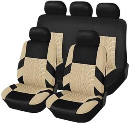 MEIQIANG sitzbezüge Auto für FIAT Panda Classic/Pandazzurri/Panda City Cross 2000-2023 2024, Allen Jahreszeiten ErhäL Atmungsaktiv Bequem Schonbezüge Innenraum Zubehör,Beige