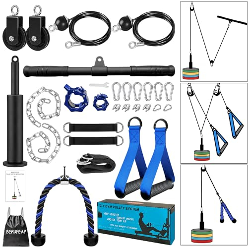 Berufexp Hantelscheiben-System Gym Kabelmaschine Home Gym, Squat Rack Aufsätze für LAT Pulldown Power Rack Aufsätze für Bizeps Trizeps Pull Down Befestigung, Kabelzugsystem