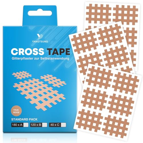 YANGTSUNG Cross Tape Gittertape, 120 Stück, Wasserfest Akupunkturpflaster Gitterpflaster, Starkem Halt Akupressur Pflaster, Cross Tape Gitterpflaster Schmerzpunkte, Vielseitig Einsetzbar