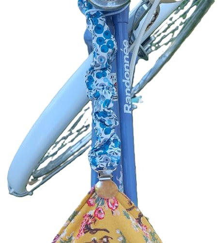 Attache robe velo pince metal, sangle ajustable bleu tissu Liberty of London wiltshire bleu