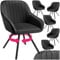 tectake® drehbare Esszimmerstühle mit Armlehne, Schalenstuhl ergonomisch mit Samt Bezug, gesteppt, Stühle drehbar für Wohnzimmer, Esstisch, Arbeitszimmer, Schminktisch, Küchenstühle - 6er Set, schwarz