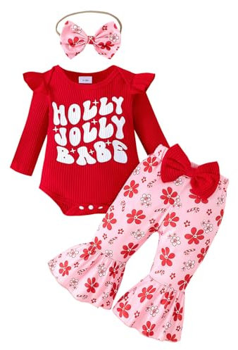 Baby Christmas Outfit - Santa Claus Costume Kleinkinder Weihnachtsmannanzug Schnee Sweatshirt + Hose Zweiteiler Weihnachten Ugly Baumwolle Zweiteiler Xmas Lustiger Outfit für Kinder Babys