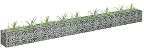 Fregramei Galvanized Steel Gabion Raised Bed Gabion Planter Steel Fencing Wire Patio Flower Plant Bed Basket Stone, Ideal for Garden and Patio, 141.7x11.8x11.8,-207