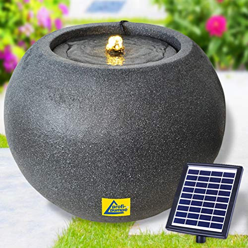 AMUR Fontaine de Jardin Solaire avec Batterie Li-ION et Lumière LED - Sphère Harmonie
