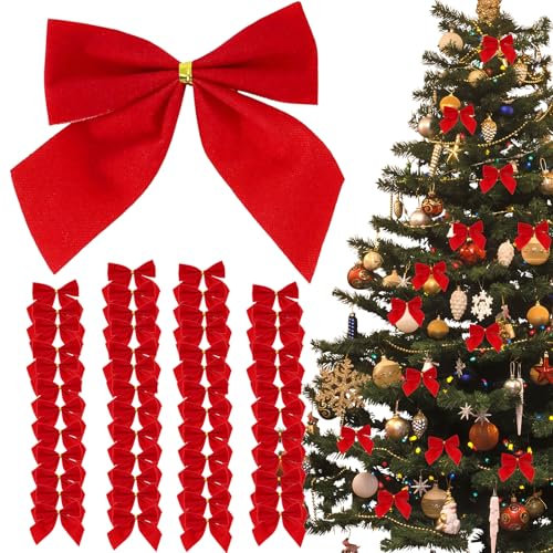 Fiocchi rossi per albero di Natale, fiocchi di Natale rossi, fiocchi per albero di Natale, fiocchi di velluto rosso per albero di Natale, piccoli fiocchi rossi di Natale ornamenti per decorazioni