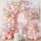 Arche Ballon Anniversaire Rose Macaron, 122pcs Kit Guirlande avec Ballons Transparent, Décoration pour Fille, Baptême, Mariage, Baby Shower, Fiançailles