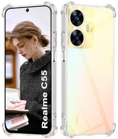 ISOI - Funda Compatible con Realme C55, con Parachoques de Airbag a Prueba de Golpes Protección Completa,Carcasa Protectora de Silicona TPU Suave Ultrafino - Transparente