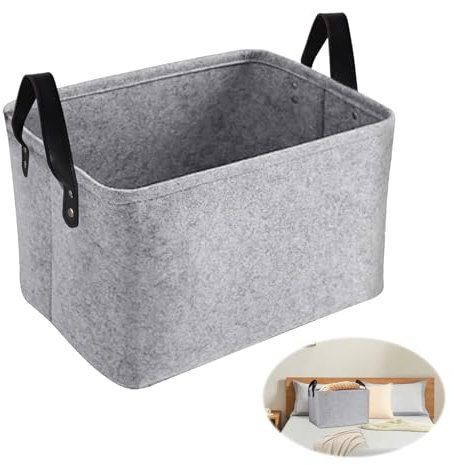 PEGRAUFC Aufbewahrungskorb Filz Faltbar, Aufbewahrung Klappbar Wäschekorb, Felt Storage Basket, Filzkorb Grau Rechteck, für Kleidung, Accessoires,Handtücher und Kinderspielzeug Aufzubewahren