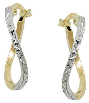 Paar Creolen Ohrringe oval 375 Gold Gelbgold rhodiniert bicolor Ohrschmuck Damen