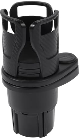 HEROFFIX 2 in 1 Car Cup Holder 360° Rotating ABS Fiber Black 1 Pcs | Additional Cup Holder Extender, 186x85x66mm, Carbon Fiber Black ABS