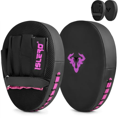 Islero Boxing Pads Men focus Mitts Punching Women MMA Muay Thai Martial Arts KickBoxing Hook and jab Hand Target Strike Shield Training Pads