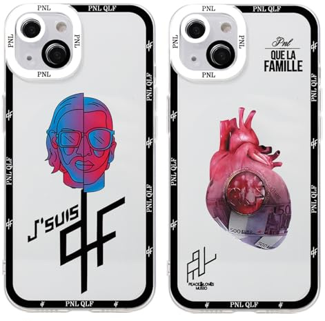 TBNMBGY 2 Stück Pop Singer Handyhülle für iPhone 14 Hülle 6,1,Cool Mode PNL QLF Sänger Rap Muster Case für Fans,Cartoon Transparent Schutzhülle Stoßfest Anti-Kratz Cover,Cartoon