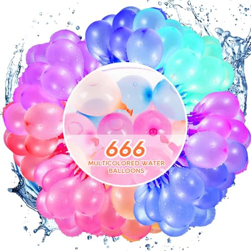 666 Stück Wasserbomben Selbstschließend, Wasserballons Wasserbomben, Bunt Wasserballons, Schnellfüller Wasserbomben Set, Bunt Wasserballons für Strände,Poolparty,Strände