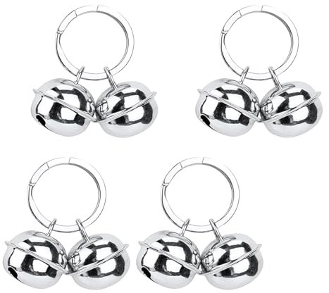 BOBOZHONG Katzenglocke,4 Set Haustier Glocken Haustier Tracker Glocke Hundeglocke Laute Hundeglocken Katzen Glocken Halsband Glöckchen für Hund Katze Geschirr Silber