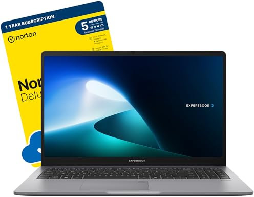 ASUS ExpertBook P1 15.6-inch Business Laptop (Intel Core i5-13420H, 32 GB DDR5 RAM, 1 TB SSD, Wi-Fi 6, Fingerprint reader, Windows 11 Pro) includes Free Norton 360 Deluxe Antivirus Software
