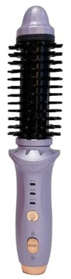 Cordless Heated Round Brush Mini Thermal Curling Iron for Short Hair USB Rechargeable Small Barrel Volume Heat Styling Curling Brush for Men Women Curly Straight Hair Travel (Purple)