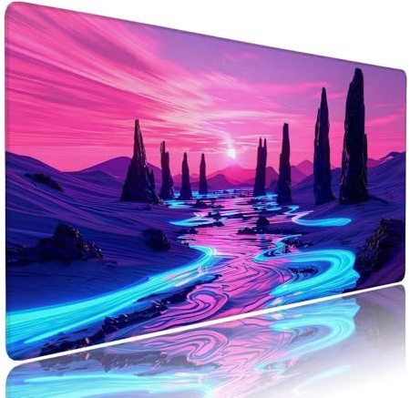Purple Large Mouse Mat Gaming Non Slip xxl Mouse Pad Landscape 700x300x3mm Waterproof Small Keyboard Mats for Desk Protector, With Rubber Base Stitched Edges, for Office Home and Gaming Room d-955