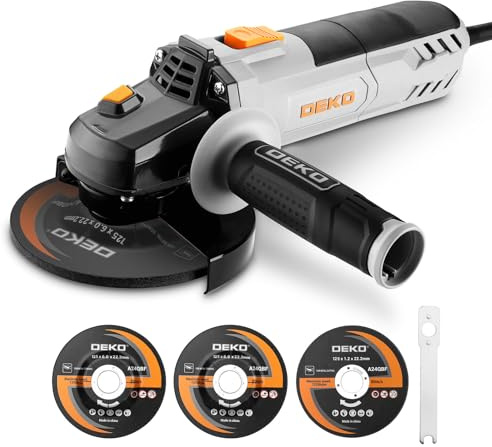 Winkelschleifer Schleifer Trennschleifer 125mm: DEKOPRO 900W Winkelschleifer, Leerlaufdrehzahl:12000min-1, mit 2 Schleifscheiben, 1 Trennscheibe, Zusatzhandgriff, Schutzhaube, Schraubenschlüssel