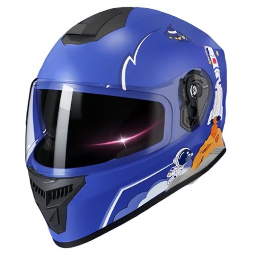 Kid Full Face Motorbike Hel-Mes for Ages 3-12,Dirtbike ATV Bicycle Go-Kart Electric Scooter Hel-Met for Youth Child for Bicycle Moped A1,50-55cm
