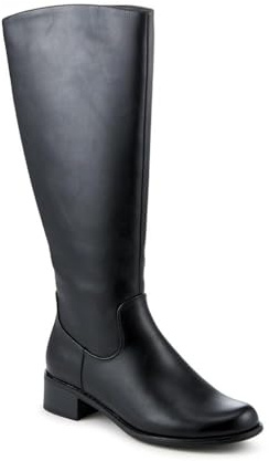 Pavers Warm Faux Leather Block Heel Long Boots - Black Size 7