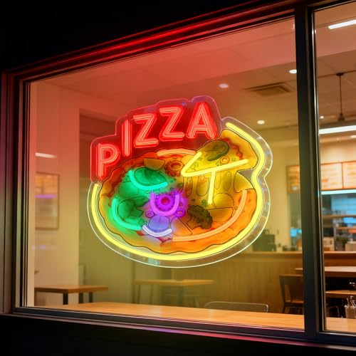 Cartello al neon LED Pizza, Cartello luminoso Pizzeria, decorazione parete per ristorante, fast food, bar, camion di cibo, festa, cucina, grotta dell'uomo, camera da letto