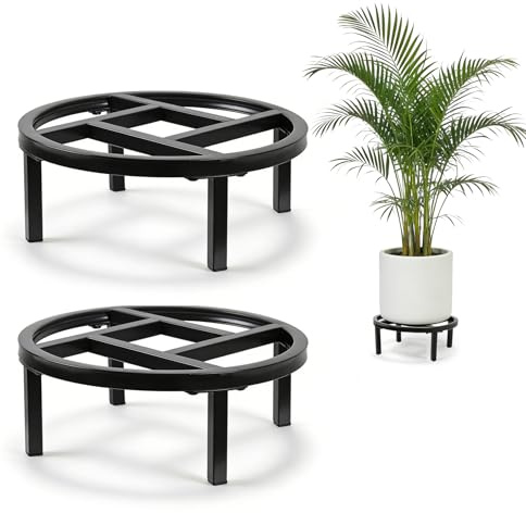 Metall-Pflanzenständer für drinnen und draußen, strapazierfähiger Pflanzenständer, stabiler Blumentopfhalter, niedriger Pflanzständer, moderner einzelne Blumentopfständer (schwarz, 30cm-2 Stück)