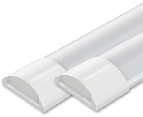 Ledvion 2er Set Feuchtraumleuchte LED 60cm 15W 120lm/W 4000K IP20 | Koppelbar fuer Garage Werkstatt Keller und trockene Innenraeume mit einfacher Montage