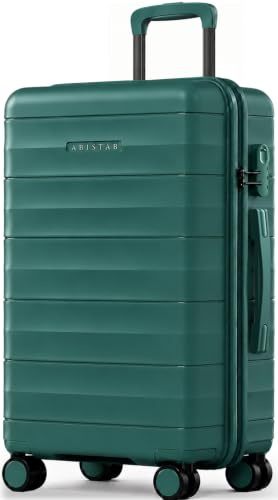 ABISTAB Robuster Hartschalenkoffer Mittelgroß - Leichter Reisekoffer | Koffer Trolley aus Polypropylen | 4 Rollen & Zahlenschloss | Maße: 68 x 43 x 25 cm | 69 Liter | Dunkelgrün