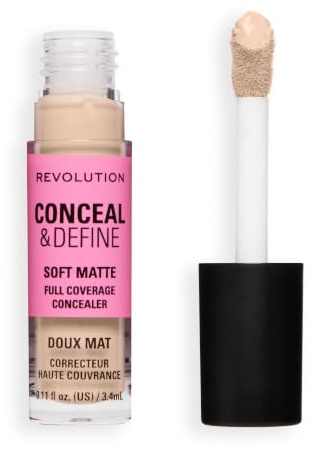 Revolution Conceal & Define Concealer, C1N Hell | Volle Deckkraft, Mattes Finish für Augenringe, Rötungen & Unreinheiten, Vegan & Tierversuchsfrei, 3,5ml