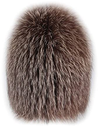 OBC Damen Fuchs MÜTZE Pelzmütze Fellmütze Silberfuchs Bommelmütze Oversizemütze Beanie Wintermütze Skimütze Fox Kappe Pelzkappe