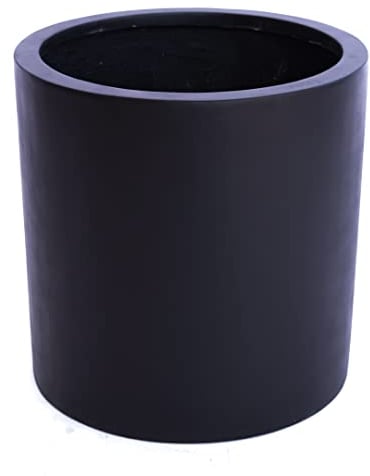 Eleganteinrichten Pflanzkübel Fiberglas, zylindrisch D40xH40cm schwarz-matt.